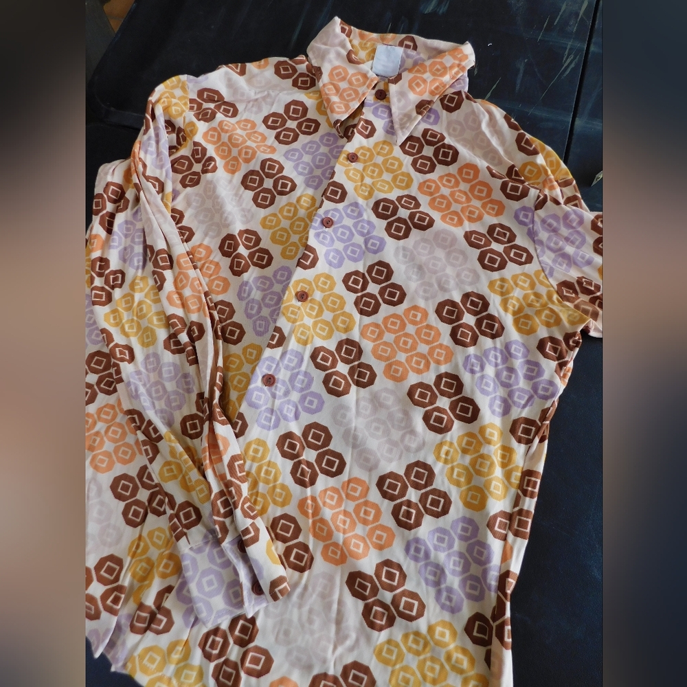 VINTAGE -  Multicolor Geometric Men's Shirt